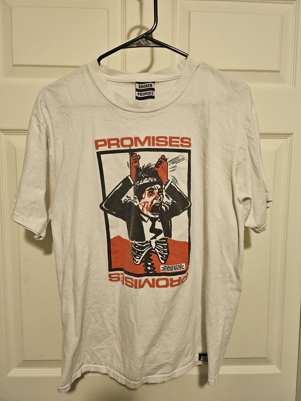 Broken Promises White Short-Sleeve Graphic Tee with Red & Black Print